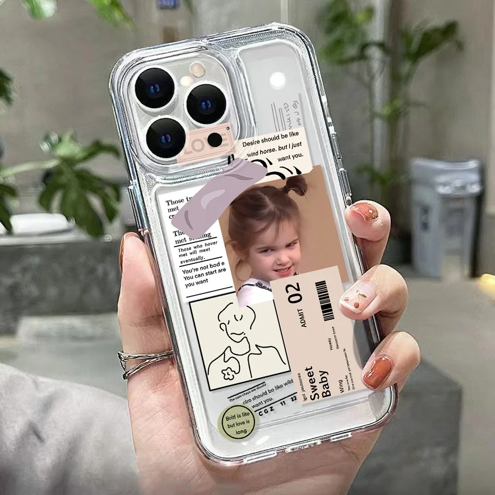Funda de teléfono con etiqueta de moda para iPhone 11, 13, 15, 14, 12 Pro Max XR X XS 7, 8 Plus SE 2020 15promax 13promax, Funda transparente de TPU suave - imagen 3
