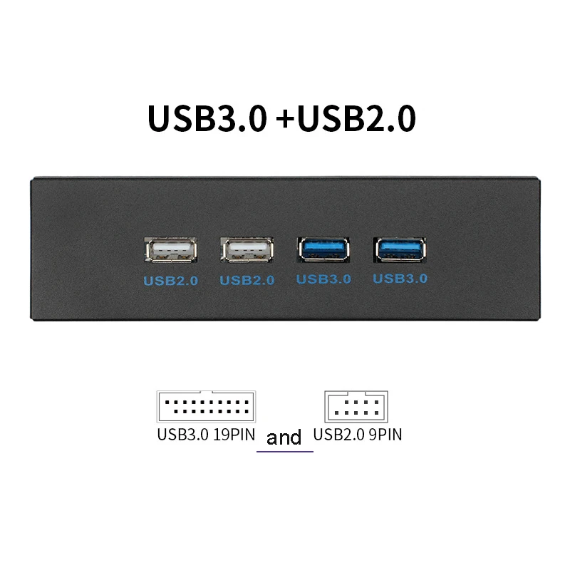 Soporte de unidad óptica de Panel frontal USB 3,0 2,0 de 2-4 puertos, carcasa de Metal para ordenador y PC de 5,25 pulgadas, adaptador de expansión HUB USB, divisor de Cable - imagen 5