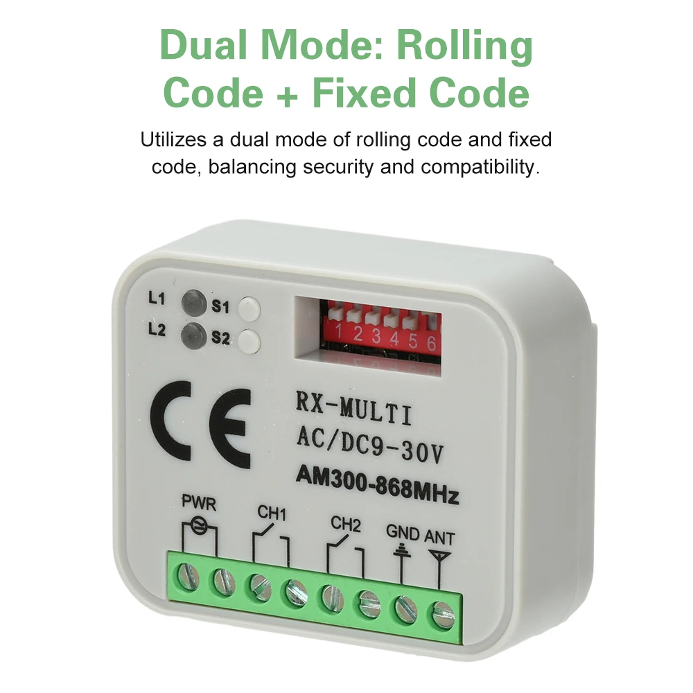 AC/DC 9 ~ 30V 300MHz ~ 868MHz Módulo de interruptor remoto inalámbrico de 2 canales receptor de señal RF interruptor bidireccional Universal ajustable - imagen 4