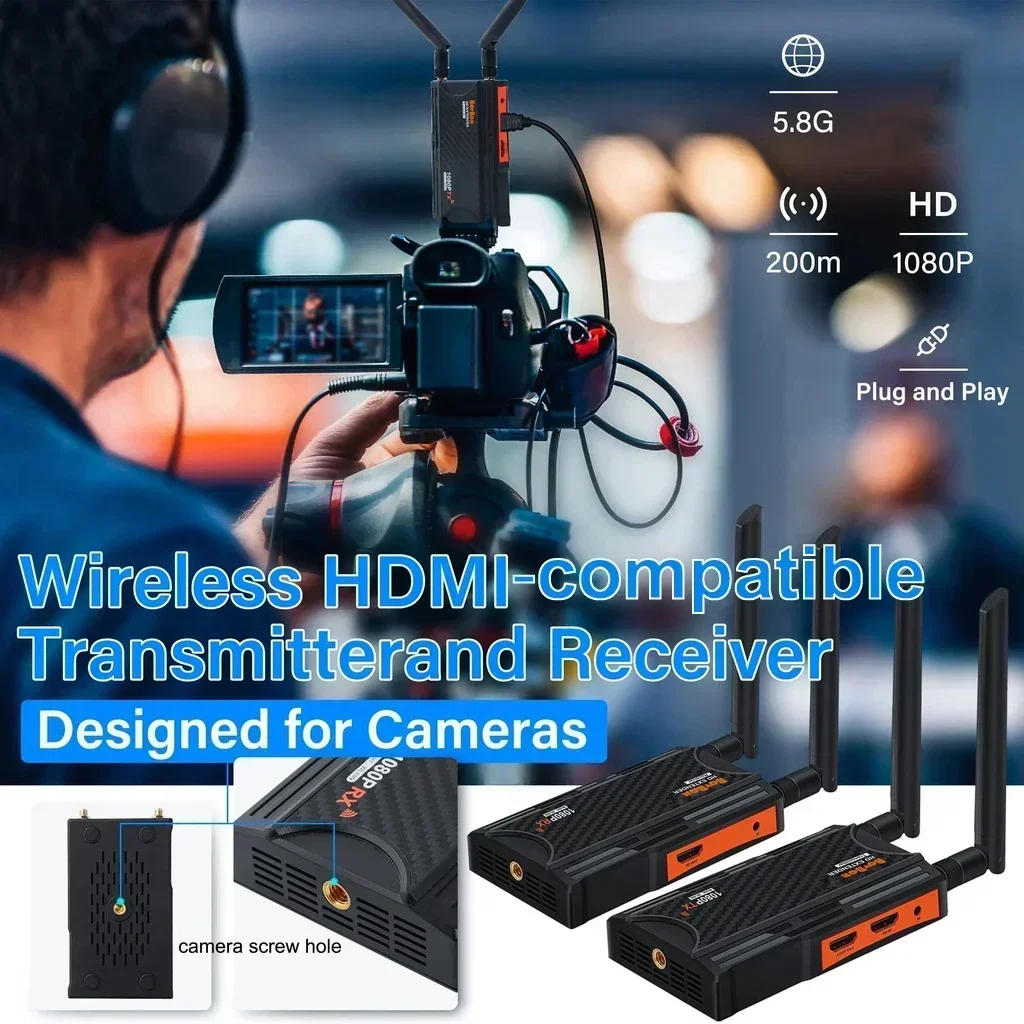 Sistema de transmisión de vídeo HDMI inalámbrico, extensor de adaptador de pantalla inalámbrica para cámara, transmisión en vivo, portátil a TV, 250m, 300m, 400m - imagen 5