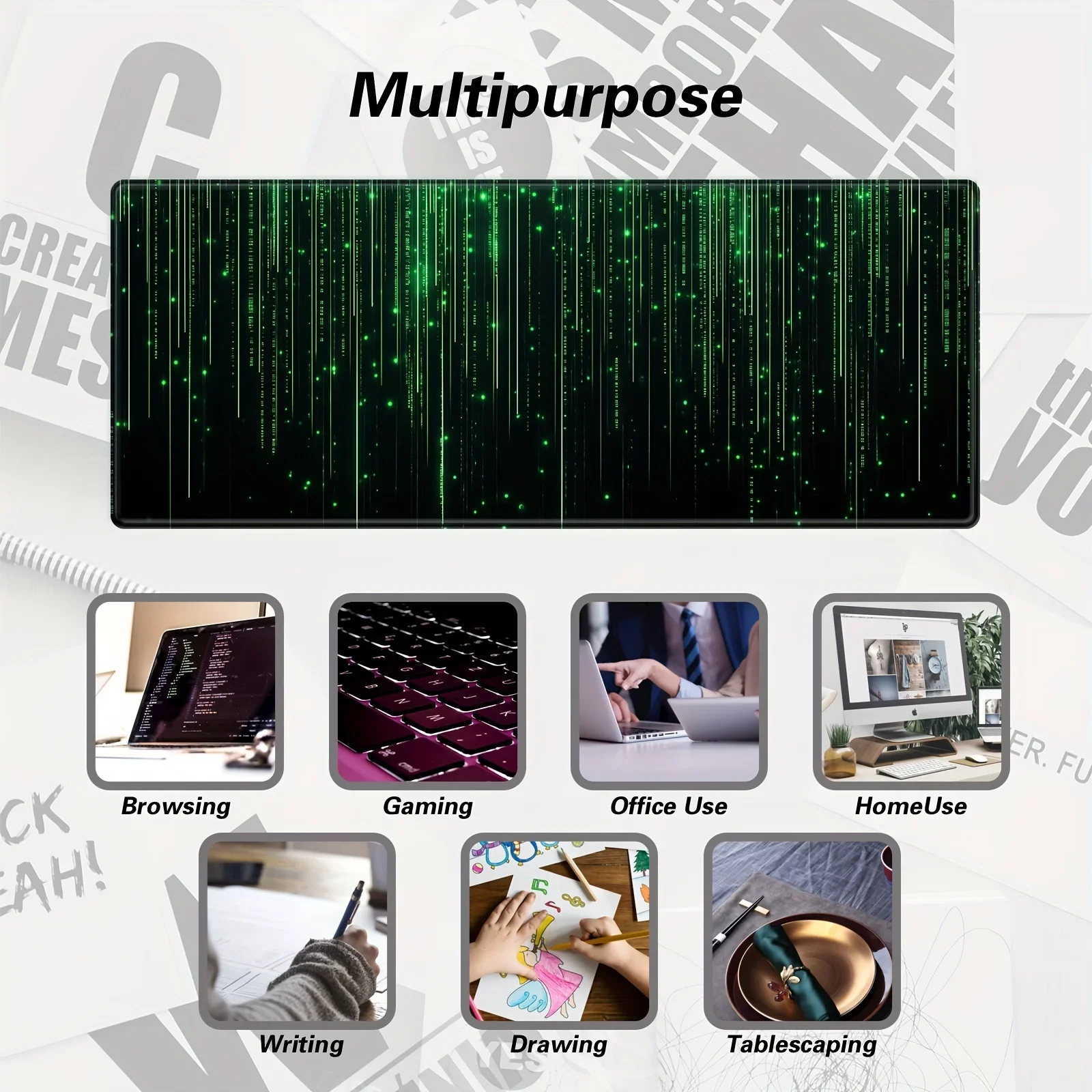 Alfombrilla de ratón para juegos, alfombrilla de ratón láser verde, alfombrilla de escritorio para Gamer, alfombrilla grande para teclado XXL, accesorios de superficie para mesa de ordenador, alfombrilla para ratón - imagen 5