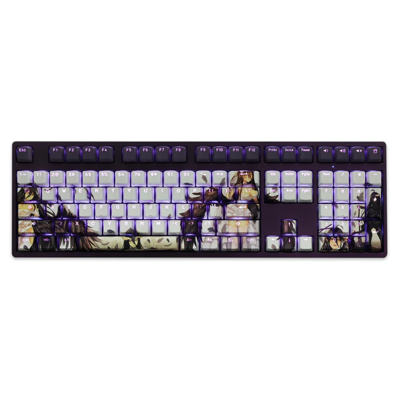 Overlord Albedo-Juego de 108 teclas para juegos, teclas de subcama con tinte PBT, dibujos animados, Anime, RGB, retroiluminado - imagen 5