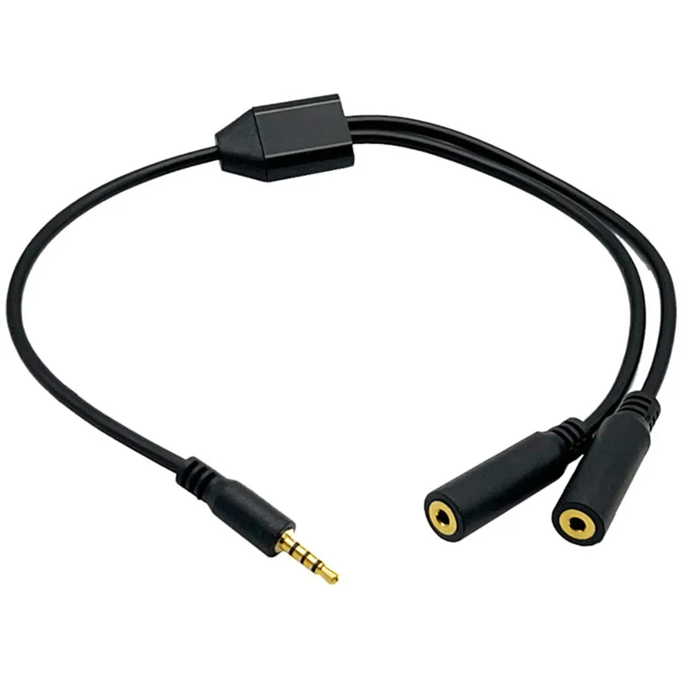 Chapado en oro 4 polos 2,5mm macho a doble 2,5mm hembra Y divisor Audio micrófono Cable de extensión cámara de respaldo Cable de extensión TRRS - imagen 4