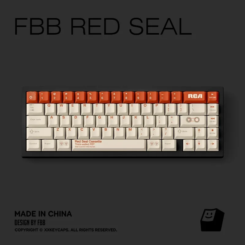 Teclas con tema de sello rojo FBB, tapa de teclado para juegos personalizada con perfil de cereza PBT, Retro, 145 teclas, regalos geniales - imagen 4