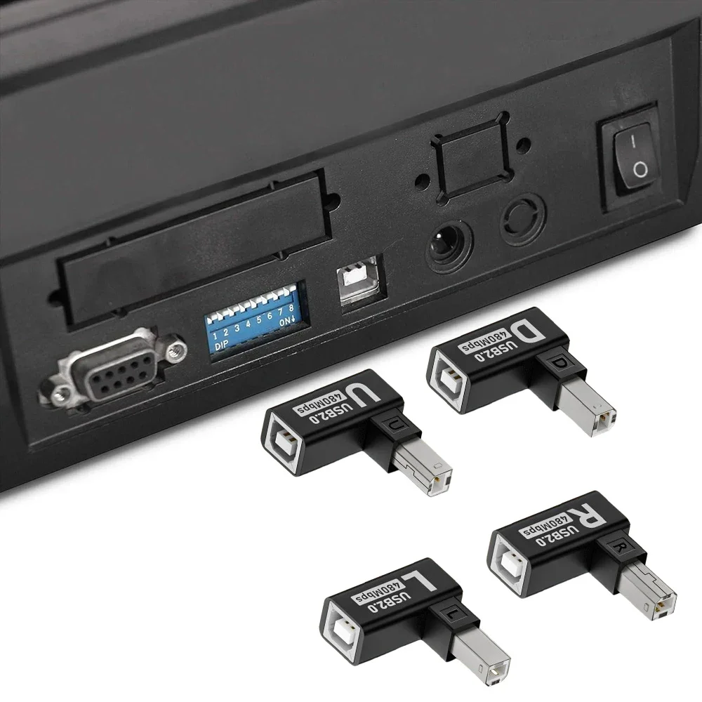 Conector de USB-B de 90 grados, arriba/abajo/Izquierda/ángulo derecho, USB 2,0 tipo B, adaptador macho a hembra para impresora, escáner, teclado MIDI - imagen 2