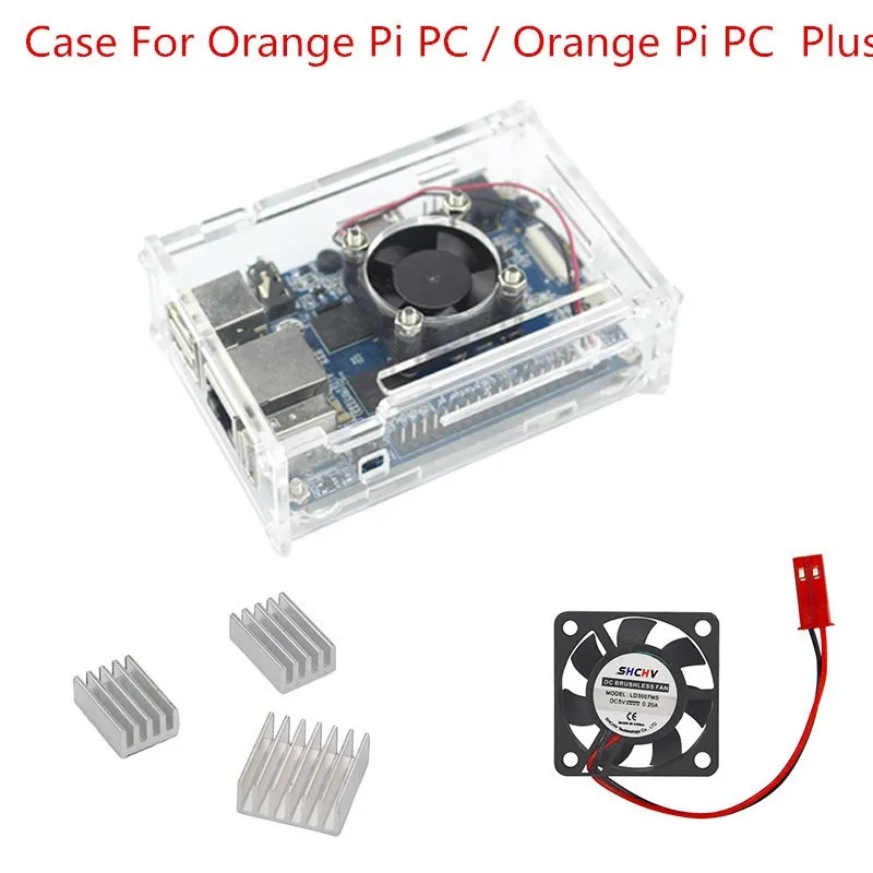 Para caja de placa de PC Orange Pi, carcasa acrílica transparente, carcasa protectora con ventilador para PC Orange Pi/Naranja Pi PC Plus