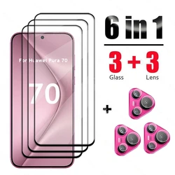 6 en 1 para Huawei Pura 70 vidrio templado Huawei Pura 70 vidrio cubierta completa Protector de pantalla película de cámara Huawei Pura 70 vidrio