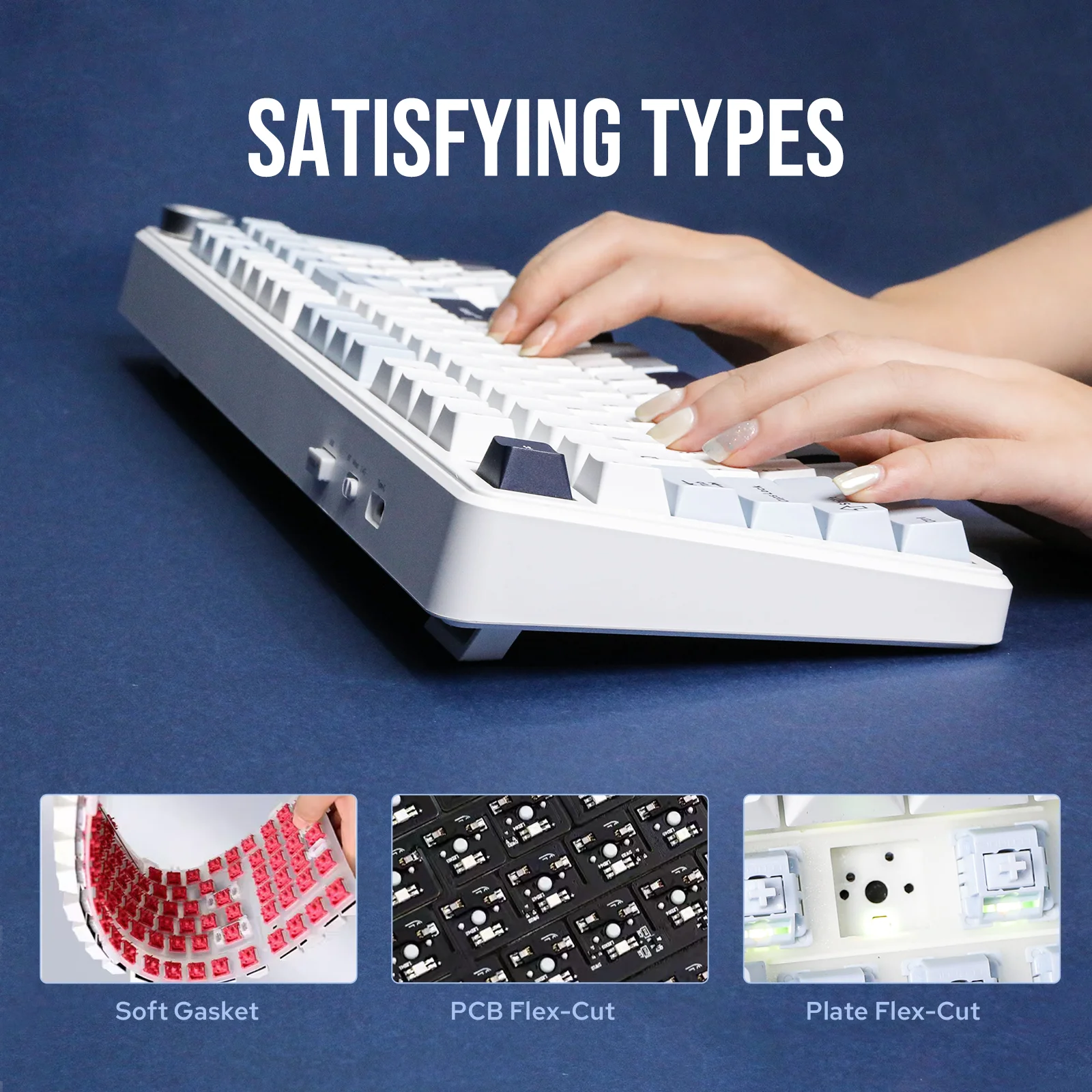 AULA F99 PRO Teclado mecánico inalámbrico tipo C/Bluetooth/2,4 GHz con cable montado en junta intercambiable en caliente con diseño 96% para Mac/Win - imagen 4