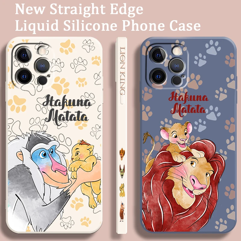 Funda de teléfono suave con cuerda líquida para Apple iPhone, carcasa bonita de Disney, Rey León, 15, 14, 13, 12, 11, XS, XR, X, 8, 7, SE Pro, Max Plus, Mini - imagen 3