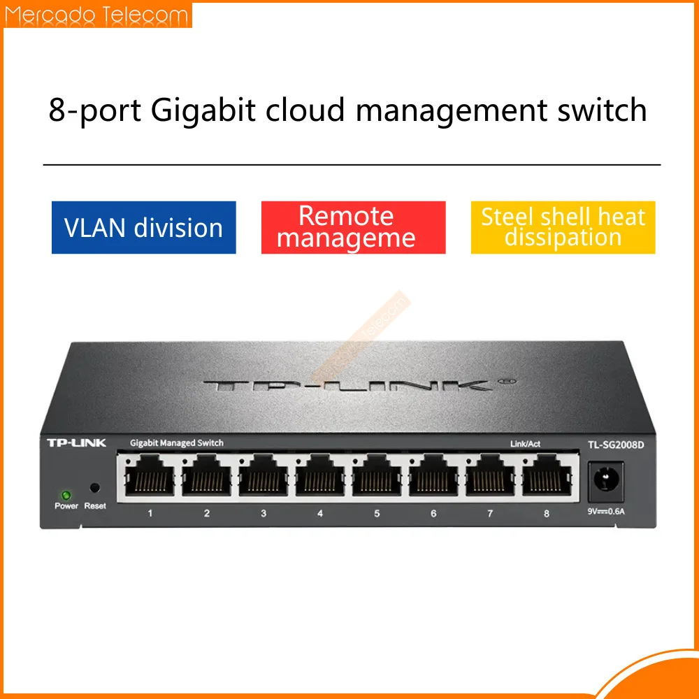 TP-LINK TL-SG2008D Conmutador administrado en la nube Gigabit completo de 8 puertos, gestión de red web, divisor Ethernet