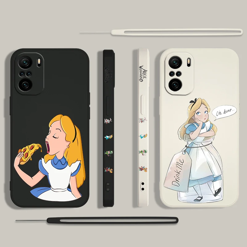 Funda de teléfono de Alicia en el país de las maravillas para Xiaomi Redmi Note 13, 12, 12Pro, 11, 11S, 11T, 10S, 10 Pro Plus, 5G, cuerda líquida izquierda - imagen 5