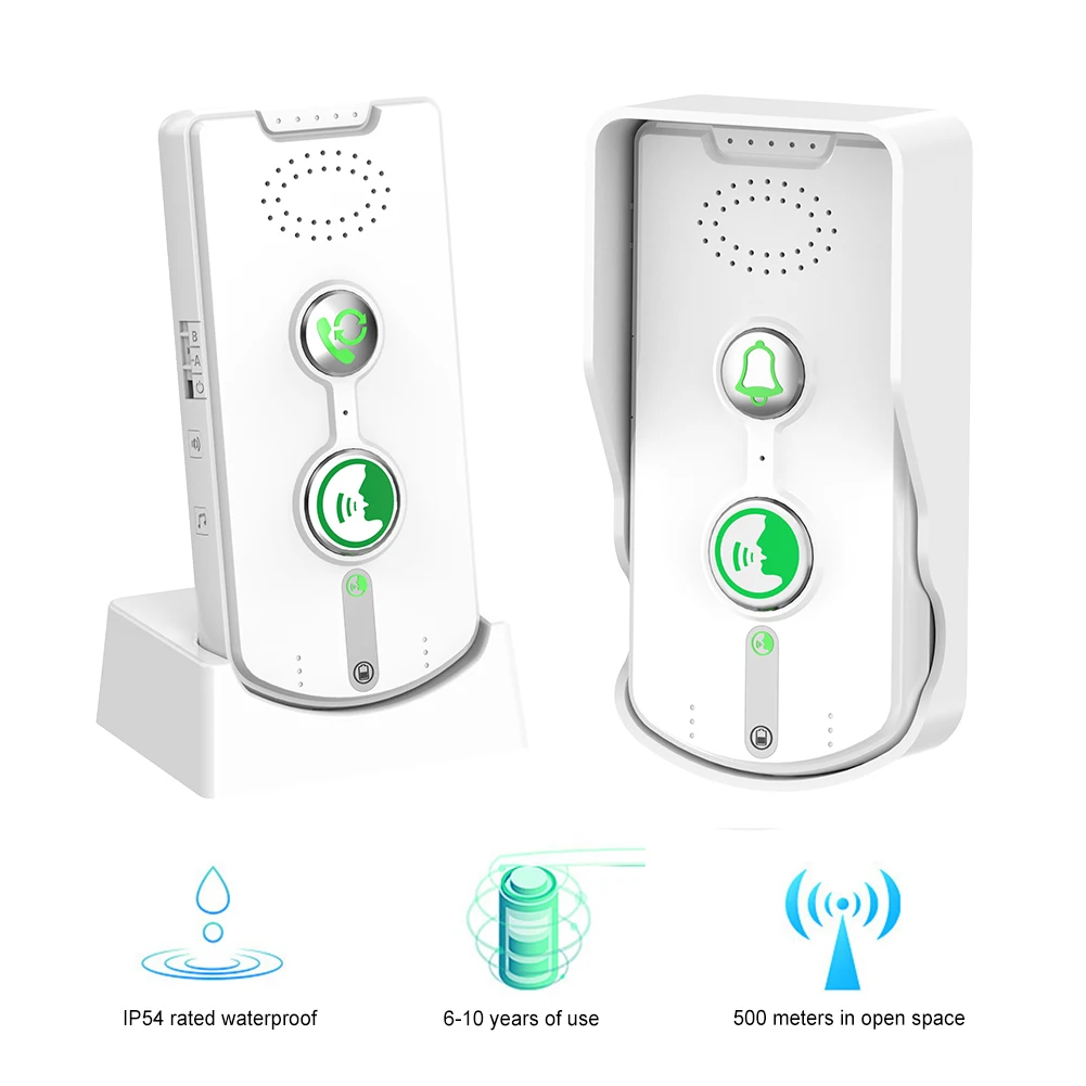 Timbre de intercomunicación inalámbrico de 2 vías, sistema de timbre de intercomunicación inalámbrico de largo alcance con 3 timbres y volumen de 5 niveles