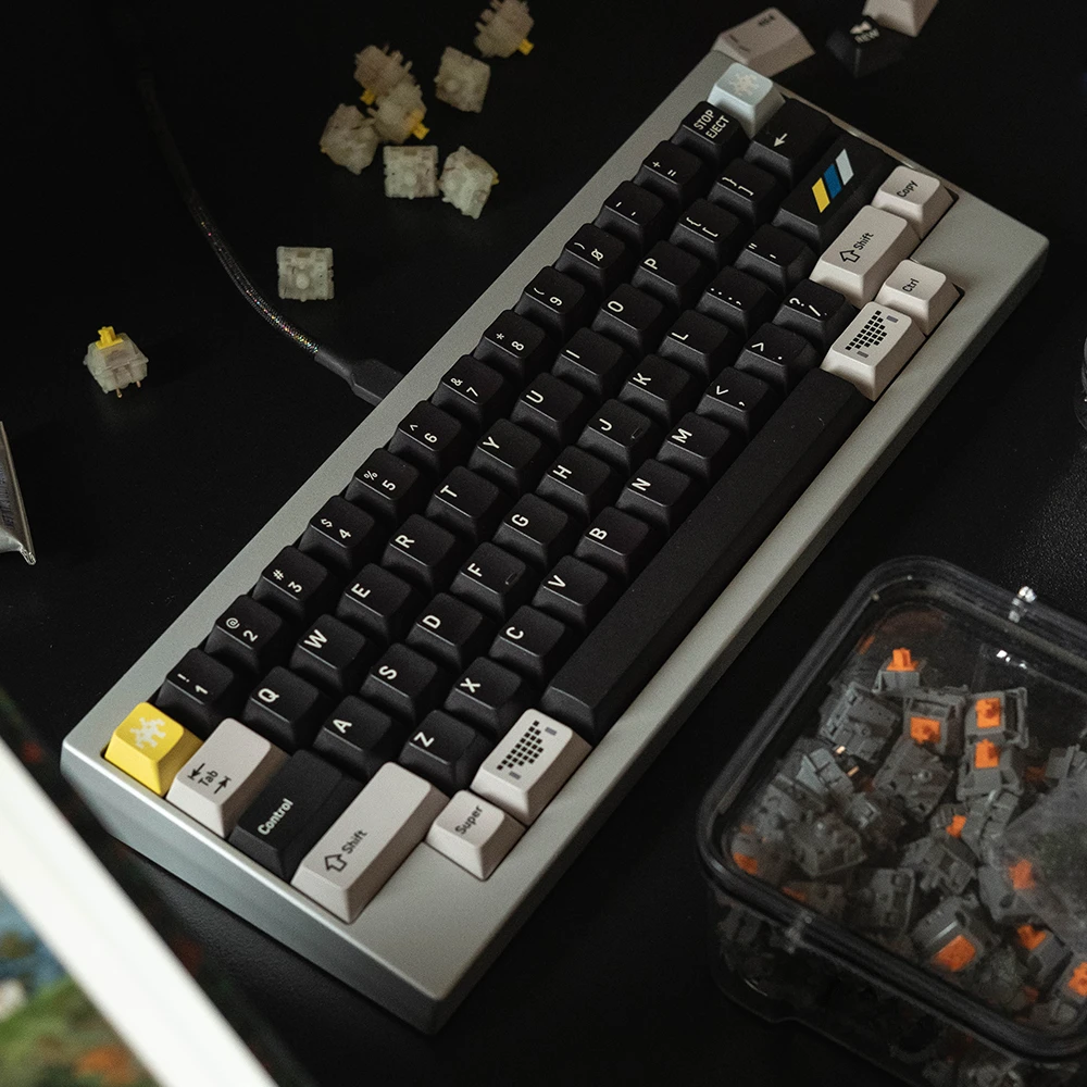 Teclado mecánico personalizado de Metal CNC, tapa de tecla Original de 1,5mm PBT, sublimación, perfil de cereza, sensación sedosa, negro - imagen 4