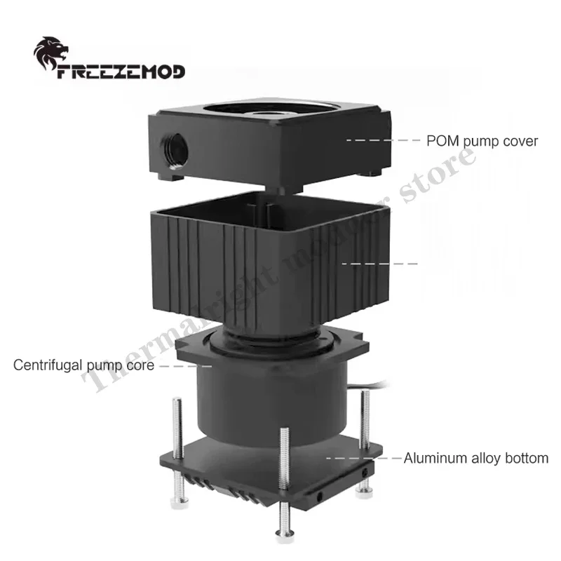 FREEZEMOD Bomba de agua de refrigeración líquida 650L/H PWM Control de velocidad Sistemas silenciosos para computadora Accesorio de PC PU-EG6 - imagen 5