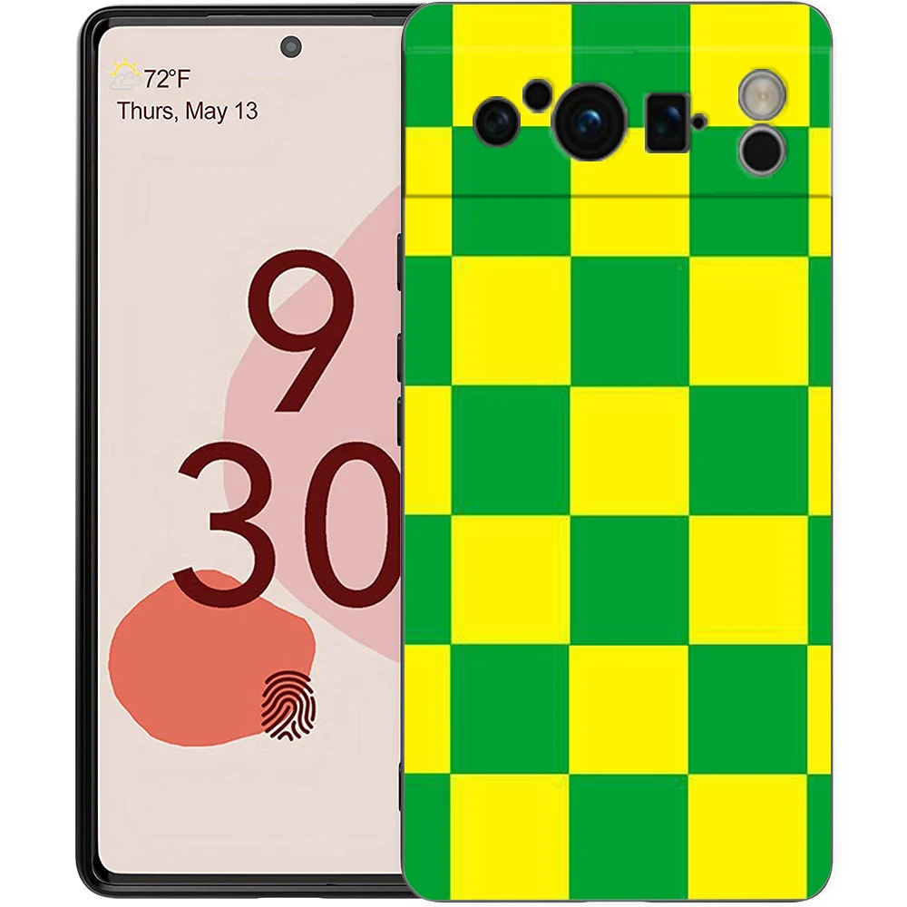 Funda de teléfono con rejilla de ajedrez clásica Retro para Google Pixel 9 8 7 6 Pro XL 8A 6A 7A 5G, funda negra de TPU suave a prueba de golpes - imagen 4