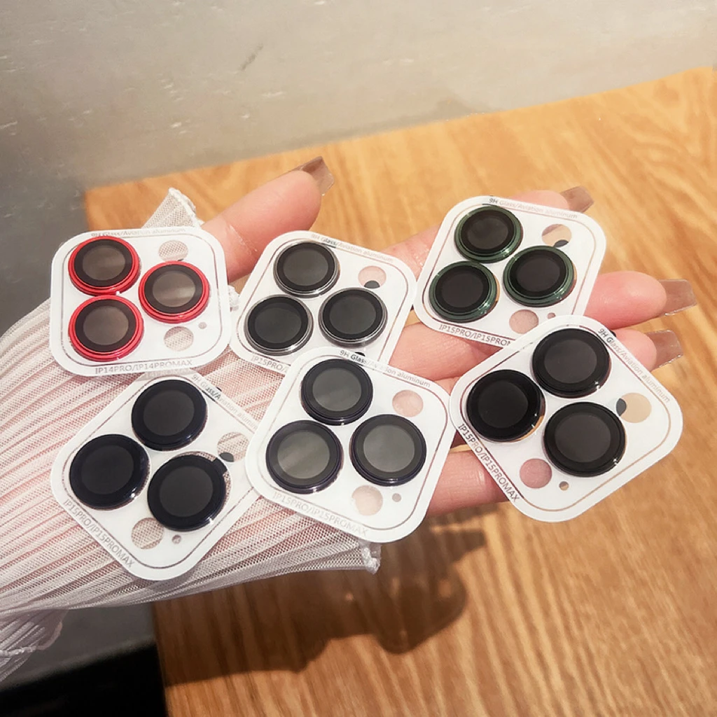 2-3 uds para IP 17 16 15 14 Pro Max anillo de Metal protectores de cámara para IPhone 12 13 Pro Max lente cubierta de película de vidrio para IPhone15 Plus