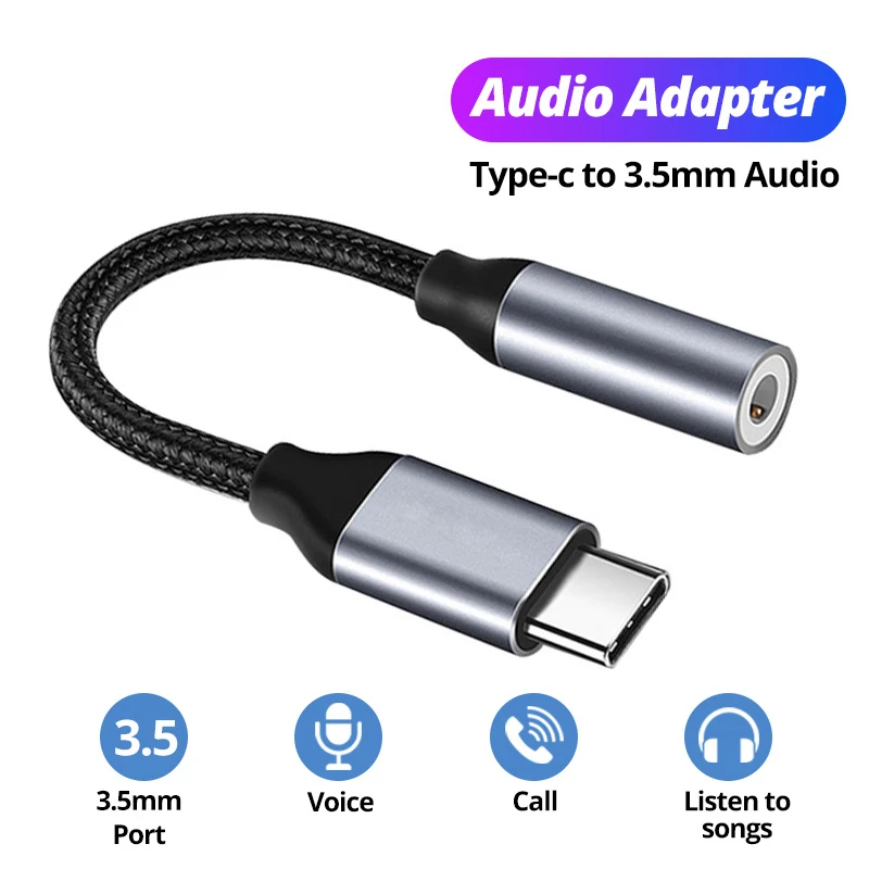 Convertidor adaptador de Audio Digital con conector para auriculares USB tipo C a 3,5mm para Samsung Xiaomi Redmi Poco Pixel LG cable auxiliar de Audio de 3,5mm