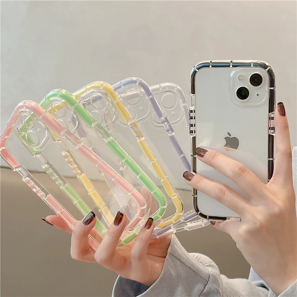 Funda luminosa de Color liso para iPhone 13, 12, 11, 14, 15 16 Pro Max XS, protección completa para cámara, funda de parachoques suave transparente a prueba de golpes - imagen 2