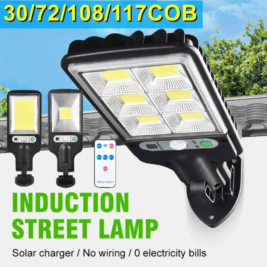 2/1 Uds LED Solar exterior Control remoto 3 modos LED patio lámpara de pared detección de movimiento humano puerta de garaje alumbrado público