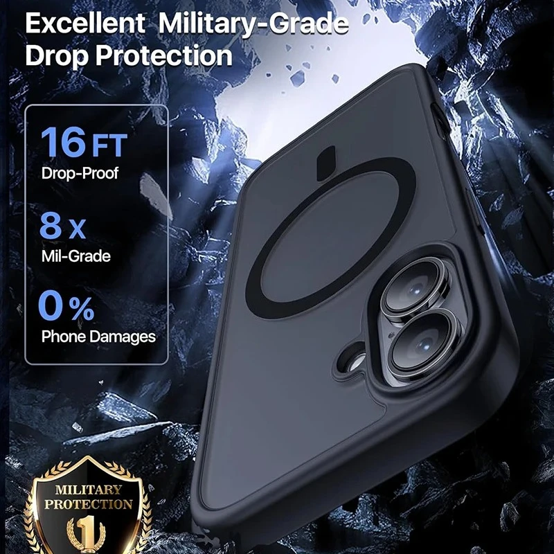 Funda magnética translúcida mate a prueba de golpes para iPhone 17 16 15 14 13 12 11 Pro Max Plus para cubierta de carga inalámbrica Magsafe - imagen 2