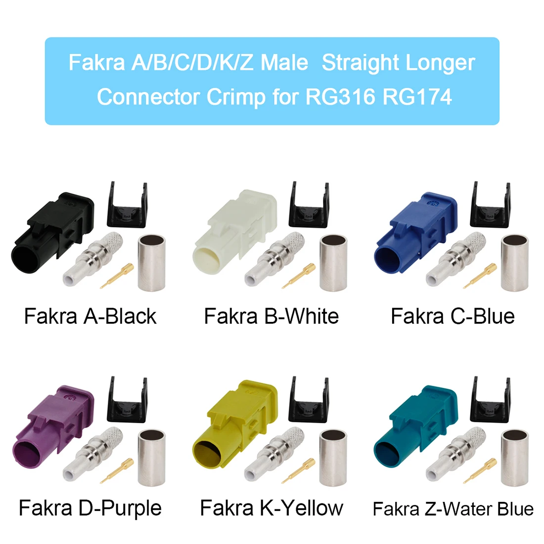 Fakra-conector macho A/B/C/D/K/Z, versión larga RF de conector Coaxial, Cable de soldadura SMB para RG316 /RG174, venta al por mayor, 1 unidad