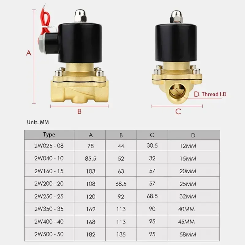Válvula Solenoide eléctrica 1/4 "3/8" 1/2 "3/4" 1 "DN8/10/15/20/25/50 neumática normalmente cerrada para agua aceite aire 12V 24V 220V 110V - imagen 3