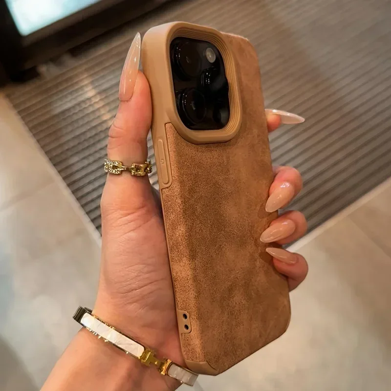 Funda de teléfono de piel de cordero mate de lujo para iPhone 17 16 Pro Max Air 15 14 Plus 13 12 11 Pro Max X XS XR cubierta a prueba de golpes - imagen 5