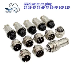 1 Uds enchufe de aviación GX20-2P 3P 4P 5P 6P 7P 8P 9P 10P 12P Pin macho hembra Lc Cable aviador aviación conector Circular enchufe