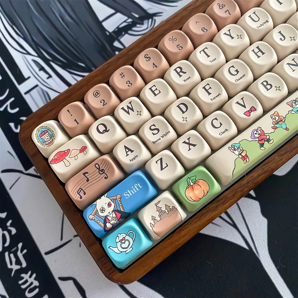 Juego de teclas MOA de 129 teclas, tinte PBT, tapa de tecla de Anime, cuento de hadas adecuado para juegos, accesorio de teclado mecánico, interruptor Mx - imagen 3