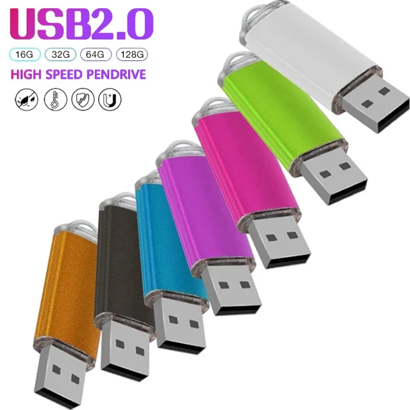 Unidad Flash USB de Metal, 128GB, 64GB, 32GB, alta velocidad, 16GB, 8GB, 4GB, memoria Flash, unidad de bolígrafo USB de 128MB, PenDrive 2,0 Фmavera USB