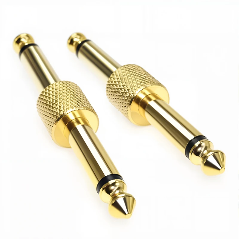 Acoplador de pedalera chapado en oro, enchufe de soldadura macho a macho de 6,35 mm para conectar pedales de efectos de guitarra sin cables - imagen 4