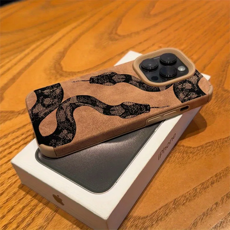 Funda con diseño de serpiente negra de lujo Simple y de teclas bajas para iPhone 16 15 14 13 12 11 Pro Max XS X XR 16 Plus cubierta de parachoques a prueba de golpes - imagen 4