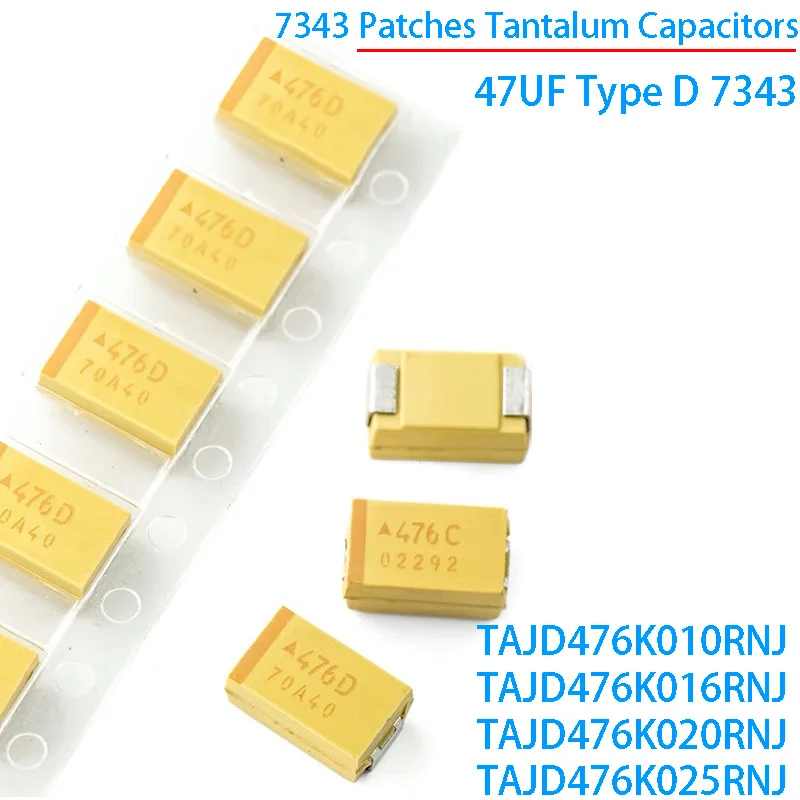 5 condensadores de tantalio SMD 7343 tipo D 47UF 16V 20V 25V 476 TAJD476K025RNJ 10%
