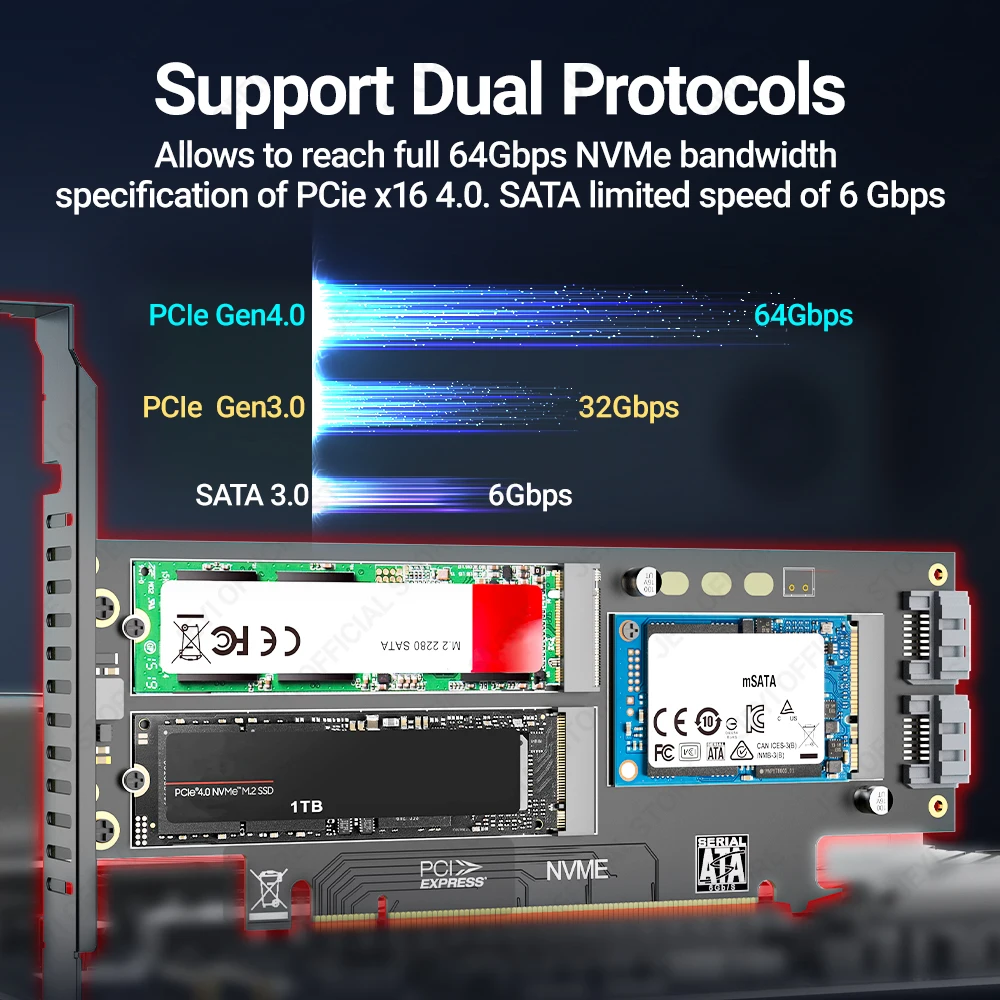 Tarjeta adaptadora JEYI NVMe NGFF y mSATA SSD PCIe 4,0/3,0, convertidor 3 en 1 M.2 NVME a PCIE/M.2 SATA SSD a SATA III/mSATA a SATA - imagen 2