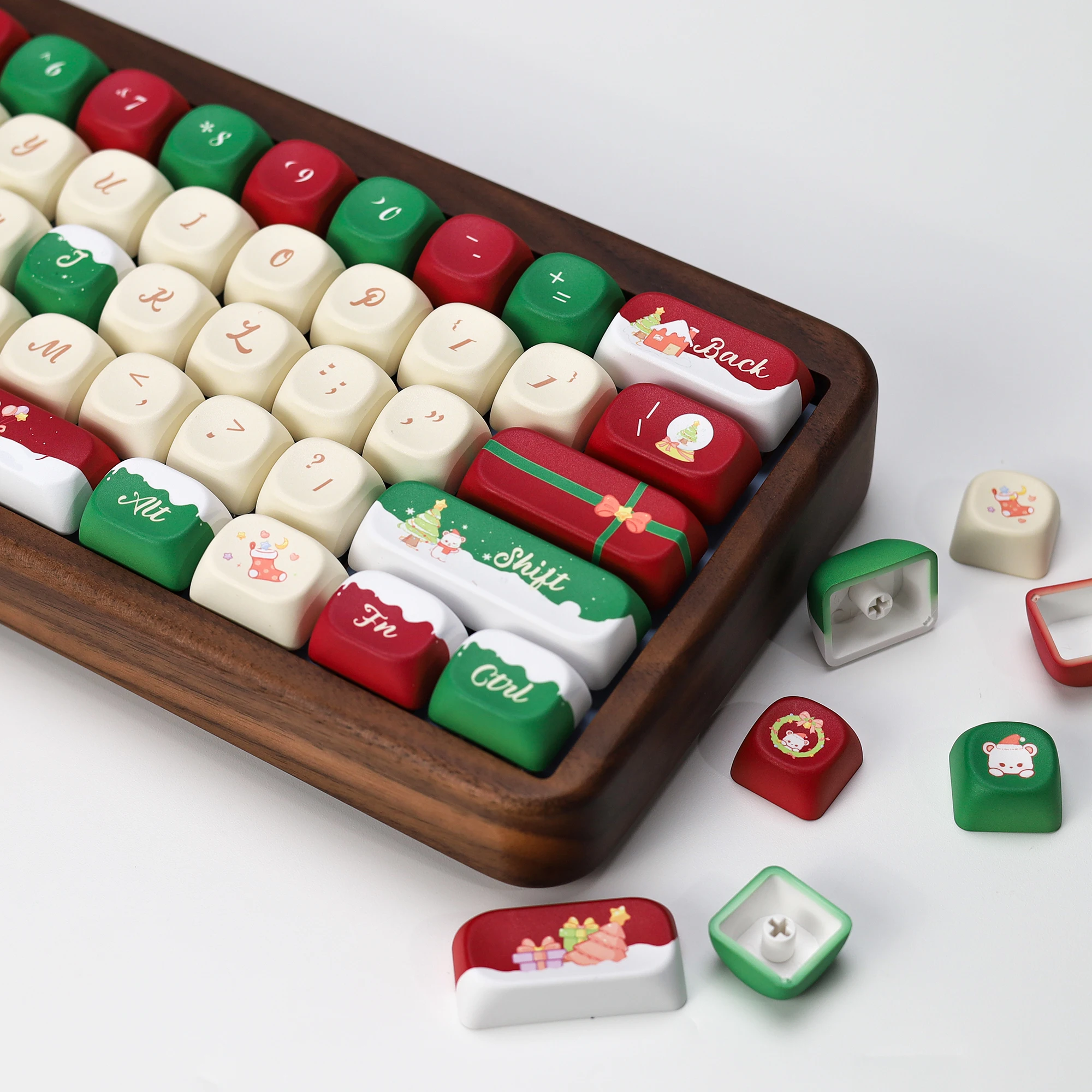 KBDiy-teclas de oso de Navidad, bonito regalo, perfil PBT KOA, Alice ISO, para teclado mecánico 60, juegos, personalizado, 133 teclas/juego - imagen 3