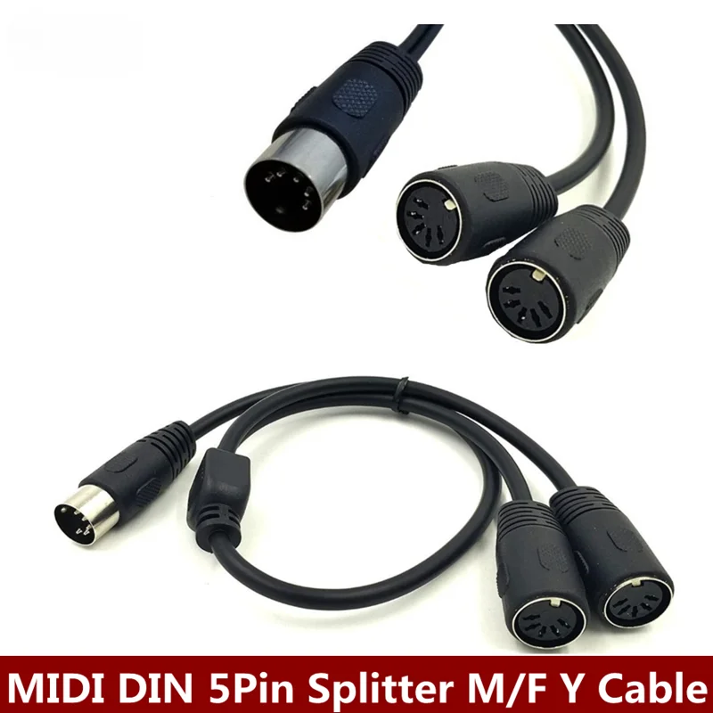 Cable adaptador Y divisor MIDI DIN de 5 pines de 50 cm, cable de audio de extensión hembra MIDI de 5 pines macho a doble 2 X DIN-5, teclado MIDI - imagen 5