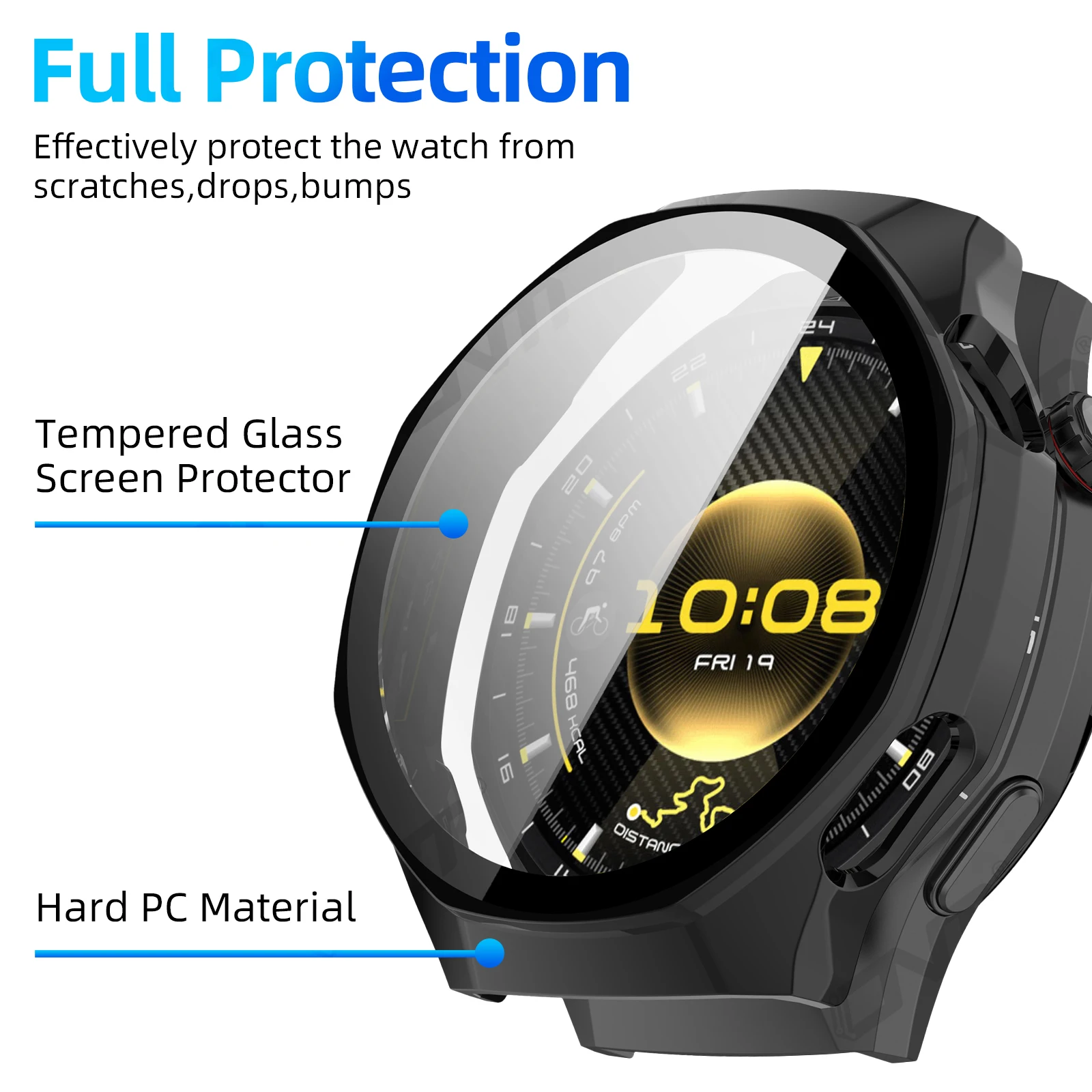 Vidrio + funda para Huawei Watch GT6 Pro 46mm Protector de pantalla de vidrio antiarañazos y parachoques protector de PC duro para accesorios GT 6 - imagen 2
