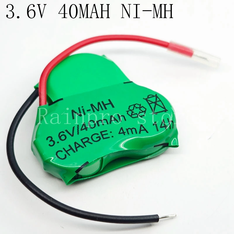 2 unids/lote 3,6 V 40mAh Ni-MH con cables pila de botón batería recargable - imagen 2