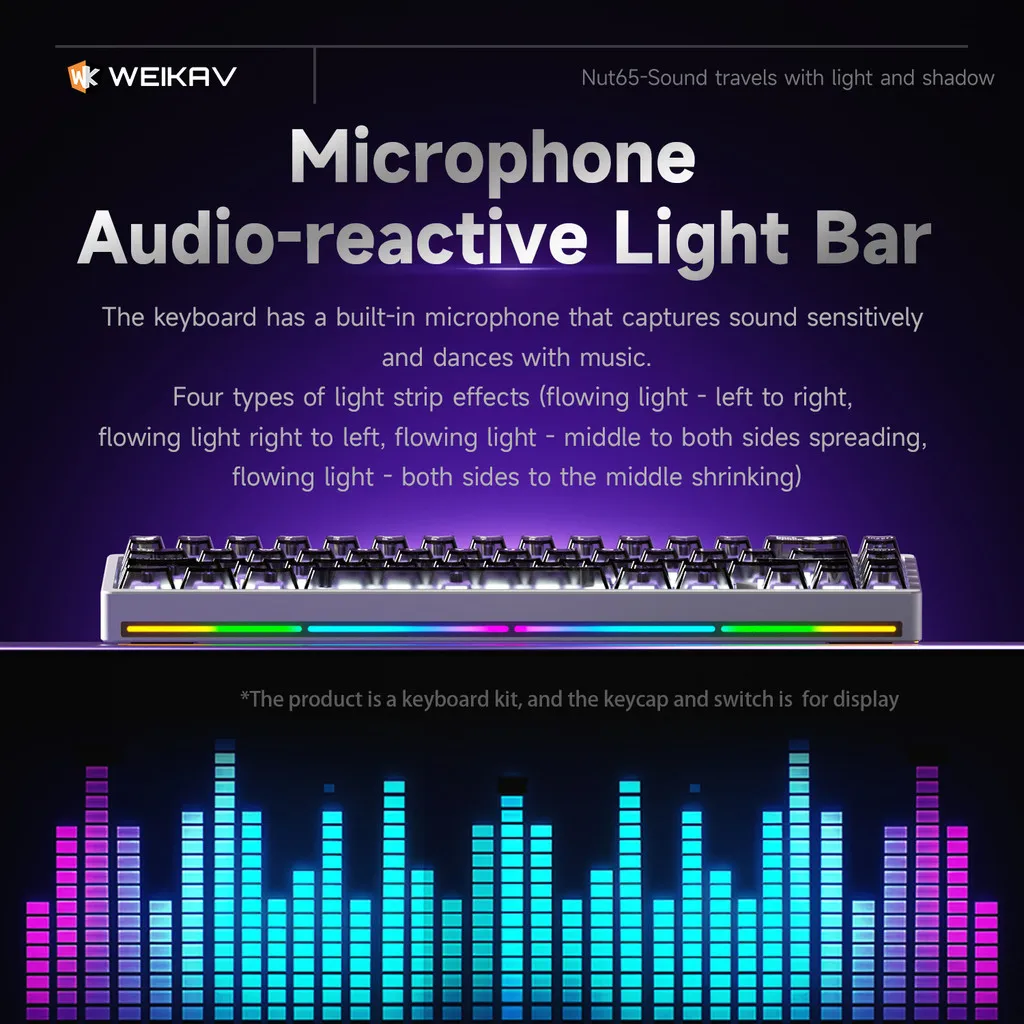 Weikav Nut65 Kit de teclado mecánico de aluminio Estructura de junta de triple modo 65% VIA compatible con oficina de juegos - imagen 2