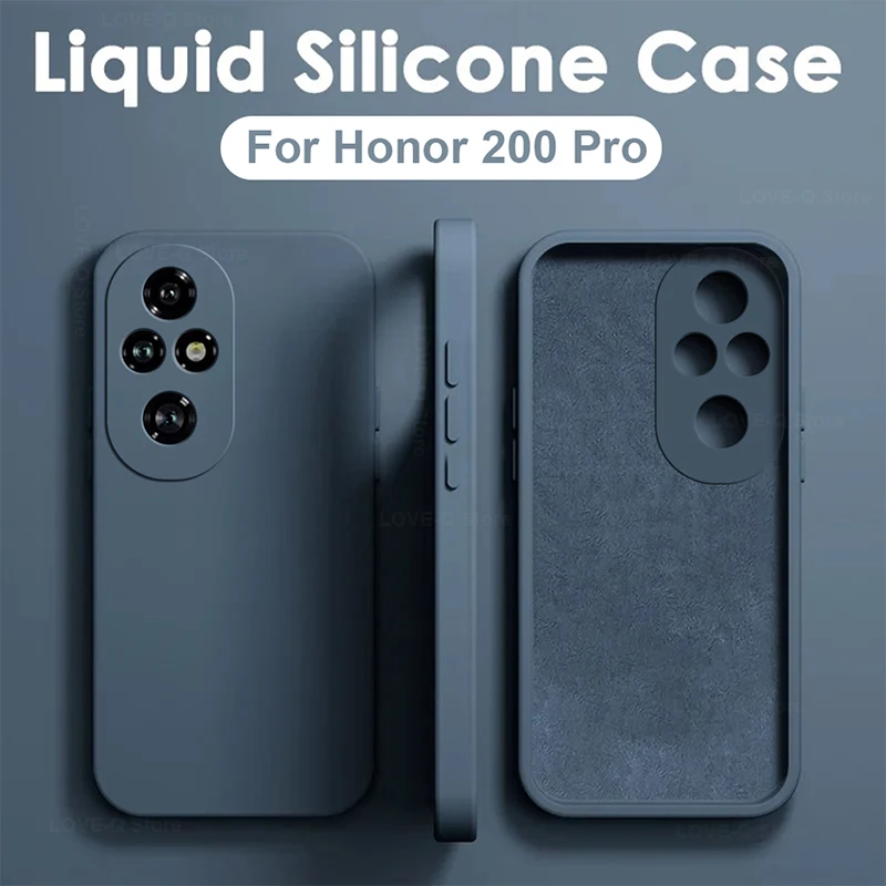 Funda de silicona líquida para teléfono, Protector de lente de cámara, carcasa trasera suave para Honor 200 Pro, Honor 200 Pro, 5G, Honor 200 Pro