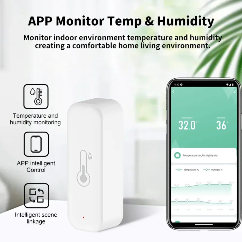 Tuya WiFi Zigbee 3,0 temperatura y humedad termómetro inteligente para el hogar higrómetro aplicación remota alarma funciona con Alexa Google Home - imagen 2