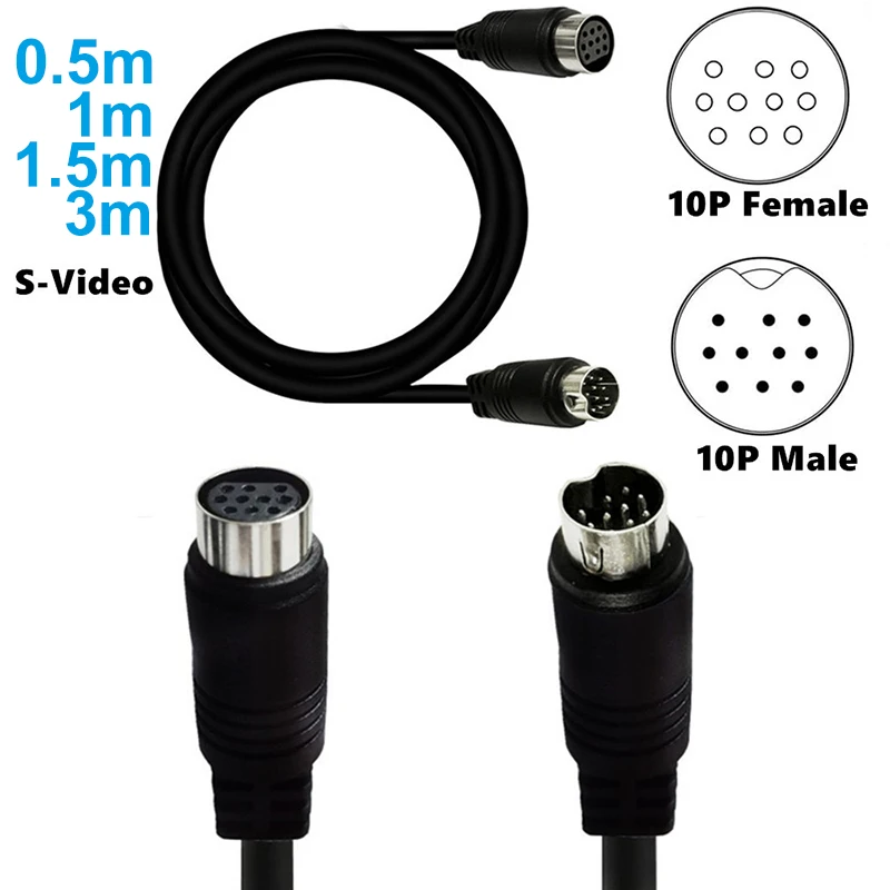 Mini Din 10pin macho a hembra adaptador de entrada de Audio cable de extensión de audio y vídeo para equipo de vídeo Gamesaudio