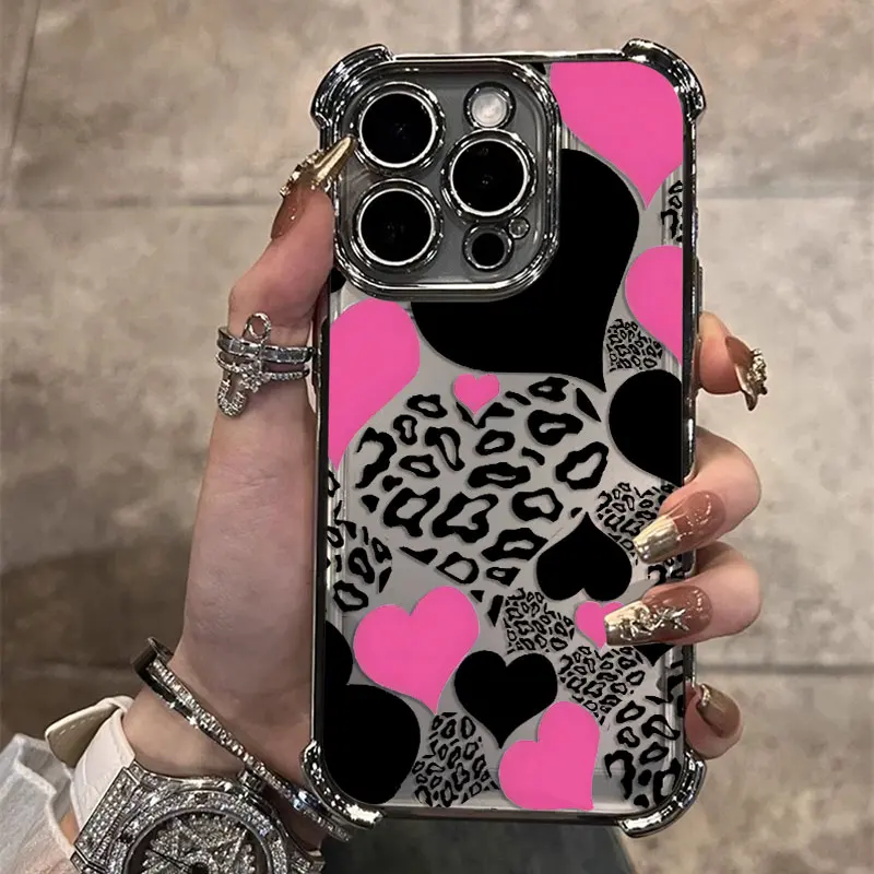 Funda chapada en corazón de leopardo de lujo para vivo V29e Y200 V27 S16 T1 S15 V25 V23 S12 Y38 Y28 Y03 Y17s Y78 Y36 Y27 4G 5G - imagen 3