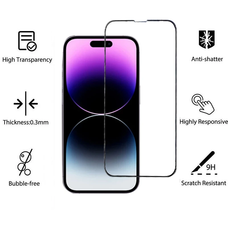 Protectores de pantalla para IPhone 12 13 Pro Max Mini, Protector de lente de cámara para IPhone 11 14 Pro MAX XS X XR, cubierta completa de vidrio templado - imagen 3