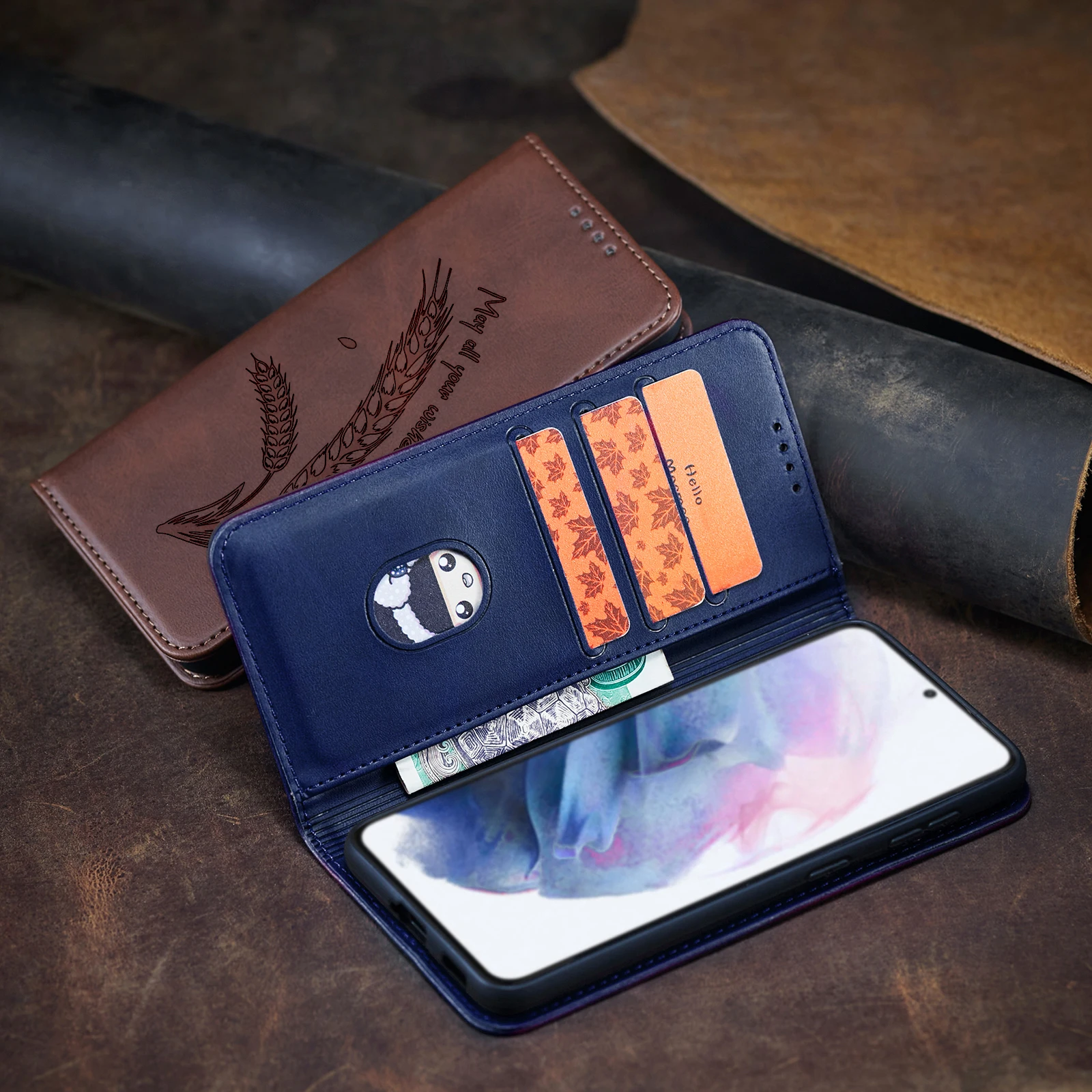 Funda de cuero magnética para teléfono Samsung Galaxy A13 A23 A33 A53 A73 A14 A24 A34 A54 A15 A25 A35 A55 A04s A05s - imagen 5