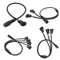 DC 5.5*2.1 mm Female 1 to 1 2 3 4 12V 4Pin PWM Fan Adapter Power Supply Connector Cable