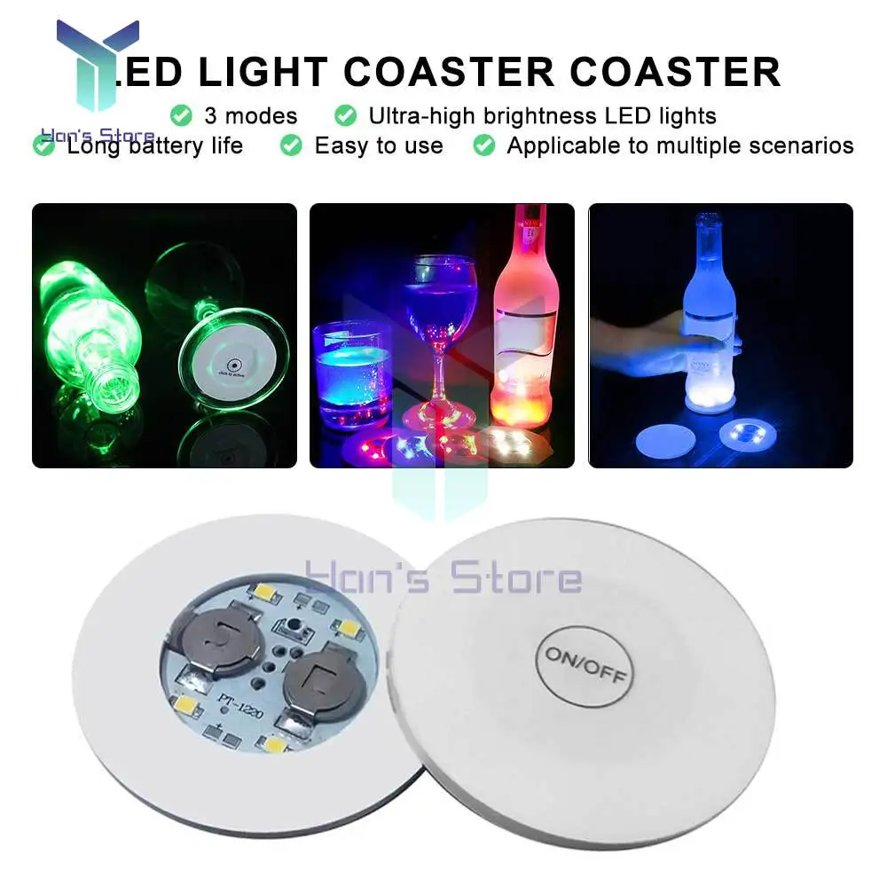 Barra de fiesta, posavasos LED colorido para taza, pegatina de luz LED adhesiva, etiqueta, posavasos para botella para champán, Vodka, vino, bebidas, Flash - imagen 2