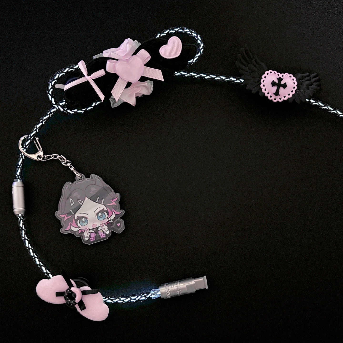 Cable de teclado Rgb con tema de clavo, luz de emisión completa, velocidad de retorno de 8K, 1,3 m, Cable de aviador de teclado de eje magnético de cobre y cristal único - imagen 2