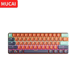 MUCAI-miniteclado mecánico MKA610 para juegos, USB, interruptor rojo, 61 teclas, Cable desmontable, para ordenador, PC y portátil