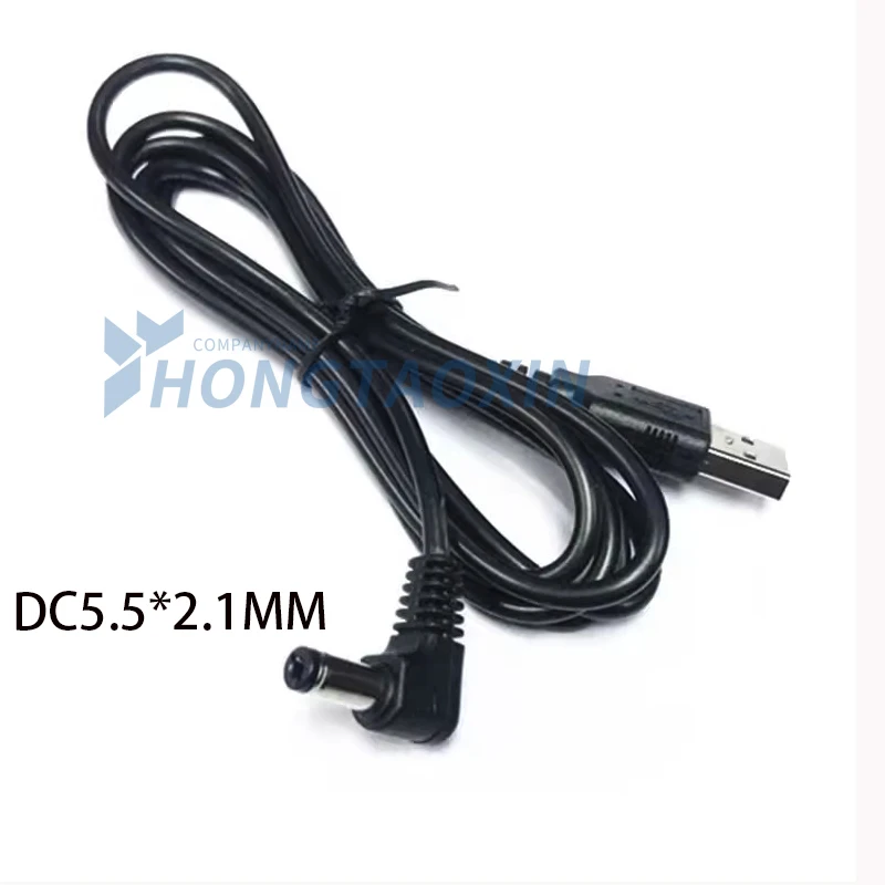 Cable de carga redondo de 90 grados, adaptador de carga de 5,5 M, DC 2,1x2,0mm a USB 1,5 macho, esblow